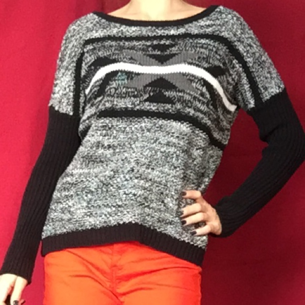 Oversized Roxy black/white/grey sweater